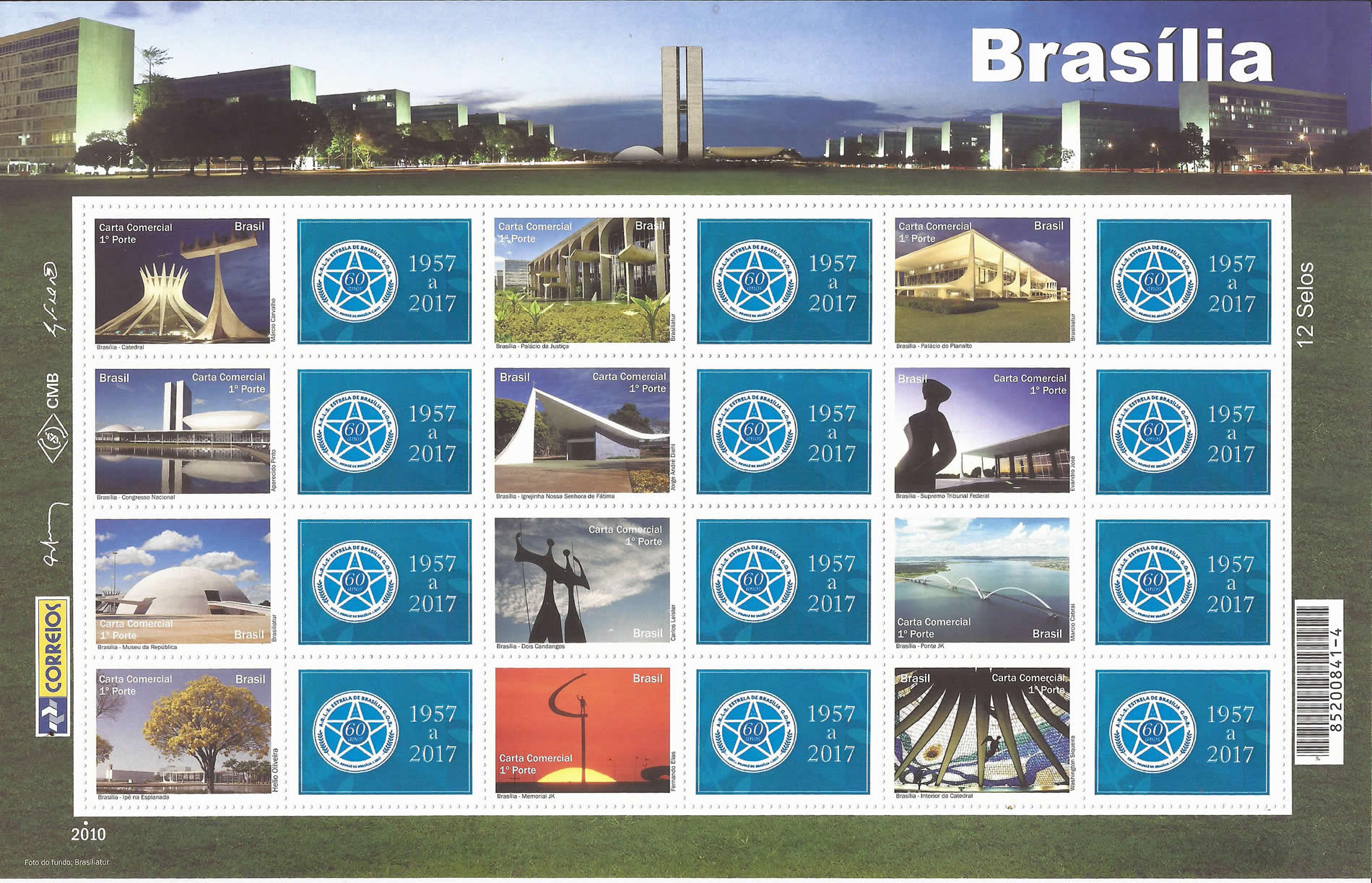 Folha de Selos Comemorativos Oficiais dos Correios em homenagem aos 60 Anos da Loja